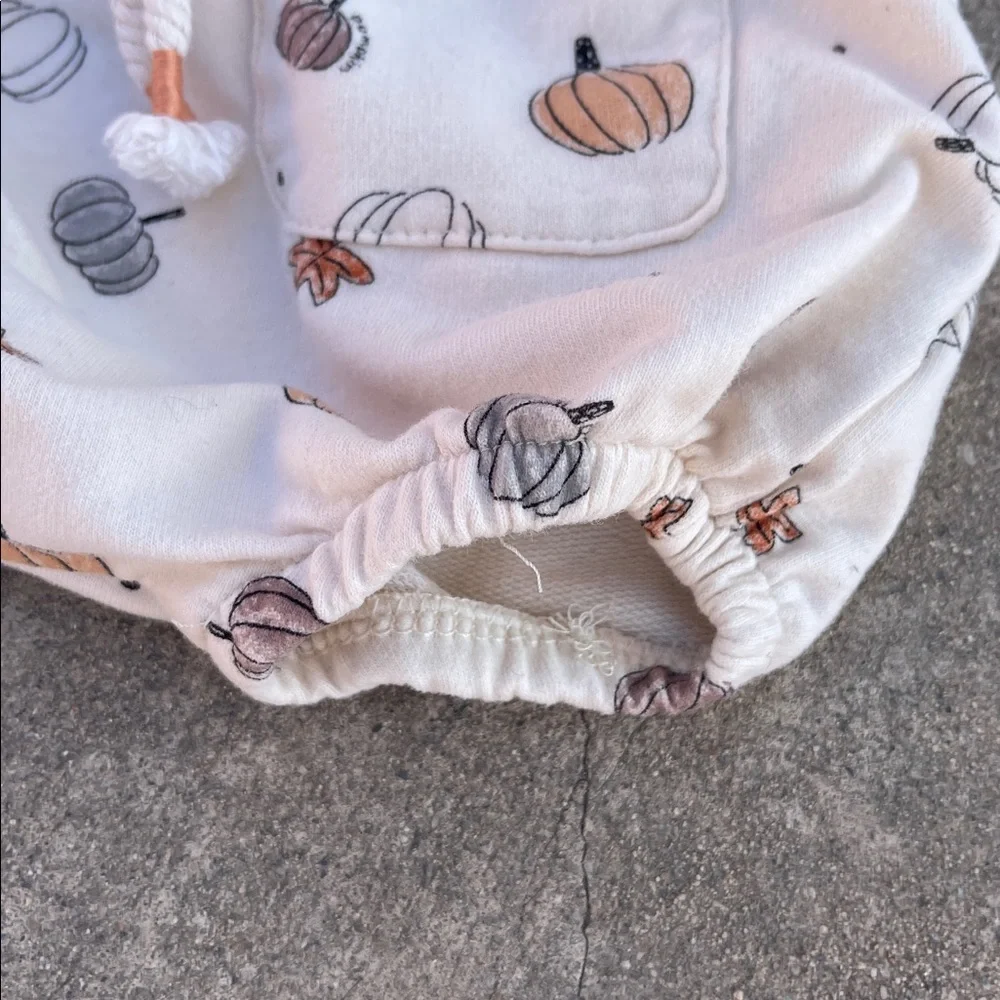 🌈 Zara White Pumpkin Print Diaper Cover Bloomers Fall Vibes Sz 6/9M